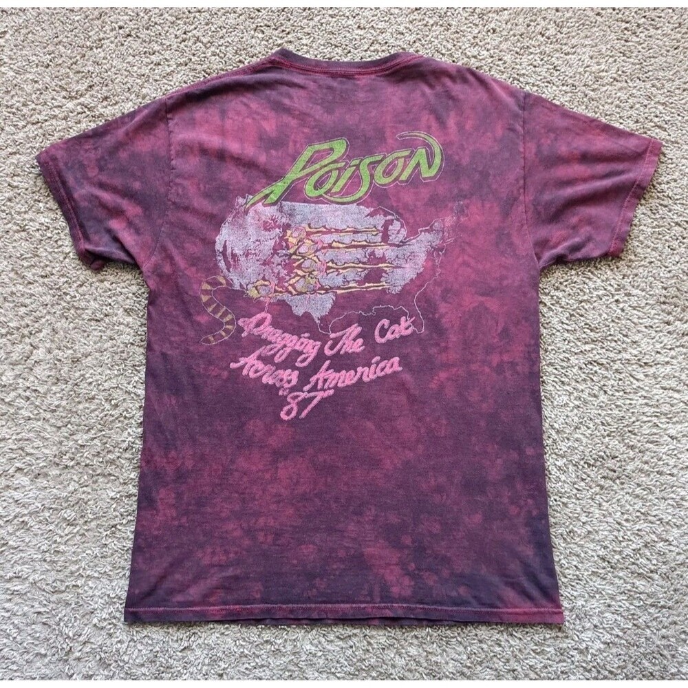 Poison Band T-Shirt Men's Medium Skull Graphic Tie Dye Red Short Sleeve - Picture 6 of 9